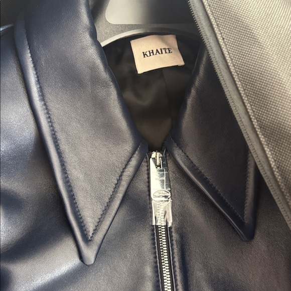 NWT KHAITE Owey Leather Jacket (Navy, Small) - Picture 5 of 6